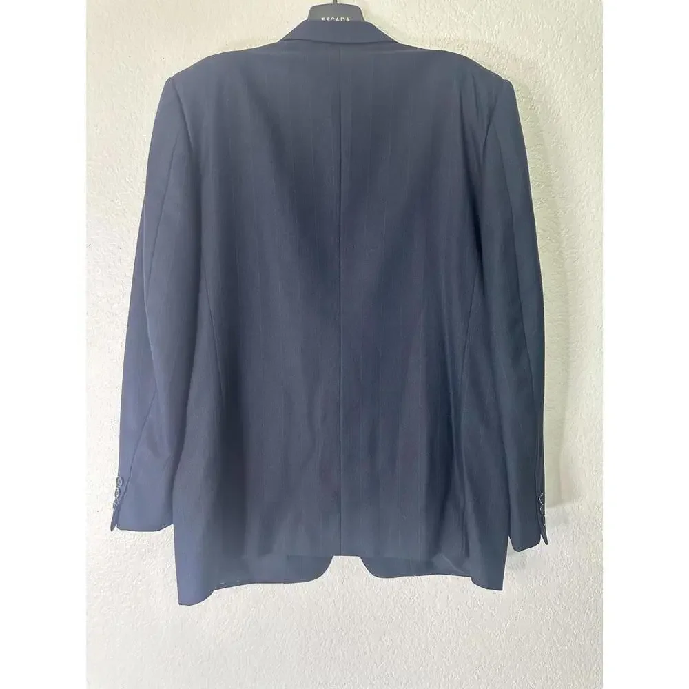Mens 42 Ermenegildo Zegna Blue Pinstripe Blazer Business Office Corporate Luxury
